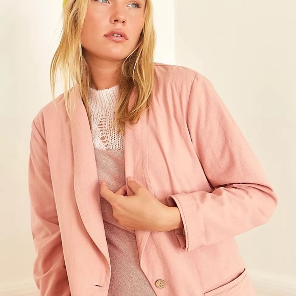 Free People Jackets & Blazers - free people oversized pink cotton blazer